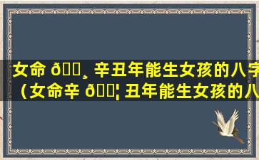 女命 🌸 辛丑年能生女孩的八字（女命辛 🐦 丑年能生女孩的八字是什么）